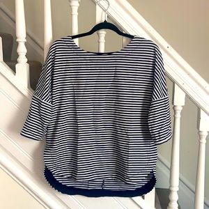 Navy and white striped dress shirt - Max Studio